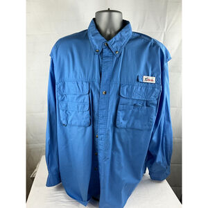Men’s World Wide Sportsman Long Sleeve Vented Fishing Shirt Size 2XL Blue EUC